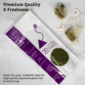 Sugimoto Tea Japanese Green Tea Bags 20 Count Pack Of 3, Traditional Deep Steamed Fukamushi Sencha Teas Made In Shizuoka Japan