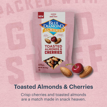 Blue Diamond Almonds, Toasted Almonds and Dried Cherries Make For Sweet, Tart, and Healthy Snacking with 5g of Protein, 7 Ounce