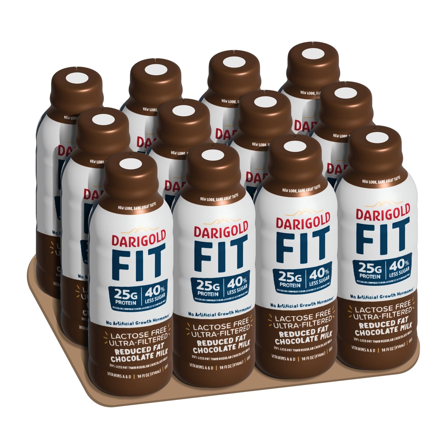 Darigold FIT High Protein Milk 2 Percent - Ultra-Filtered, Low Fat, Lactose Free - 25g Protein, 40% Less Sugar - 14oz Bottles, 1