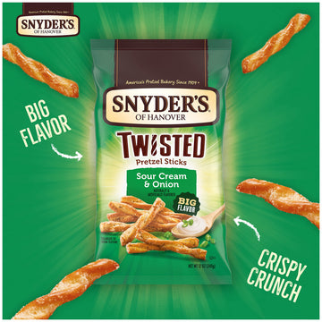 Snyder'S Of Hanover, Sour Cream & Onion Twisted Pretzel Sticks, 12 Oz Bag