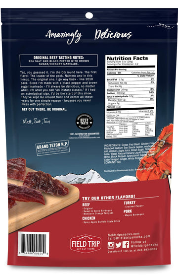 Field Trip Beef Jerky - Gluten Free, Low Carb, High Protein Snack, 12oz Bulk Bag