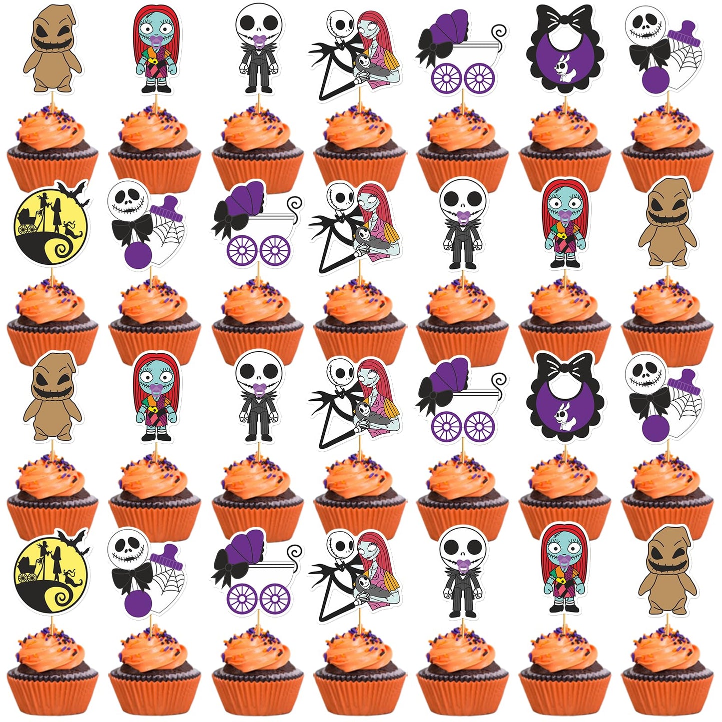 40Pcs Nightmare Before Christmas Baby Shower Cupcake Toppers Nightmare Before Christmas Cupcake Decorations Nightmare Before Christmas Baby Shower Decorations Nightmare Before Christmas Halloween
