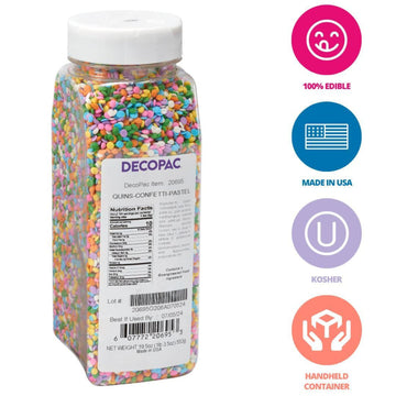 Decopac Quins Fancy Sprinkles, 19.5Oz, Candy Sprinkles In Handheld Container, Edible Sprinkles For Celebration Cakes, Cupcakes, Cookies - Pastel Sequin Quins