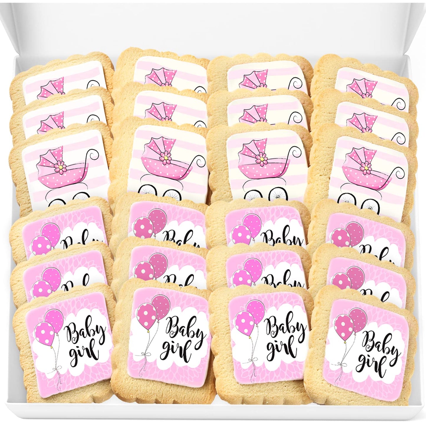 Baby Shower Cookies Baby Girl 24 PACK Favors Dessert Table Decorated Individually Wrapped Sugar Cookies Party Gift