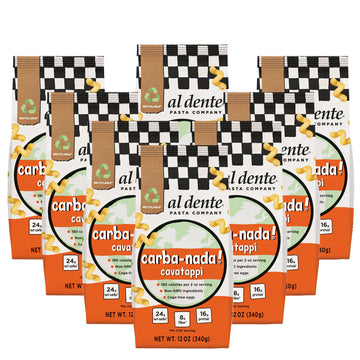 Al Dente Carba-Nada Cavatappi, Reduced-Carb, High Protein Pasta 12 Ounce Bags (Pack Of 8, Total Of 96 Ounces)
