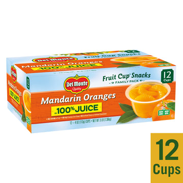 Del Monte Mandarin Orange In 100% Juice Snack Cups, 4-Ounce Cups (Pack Of 12)