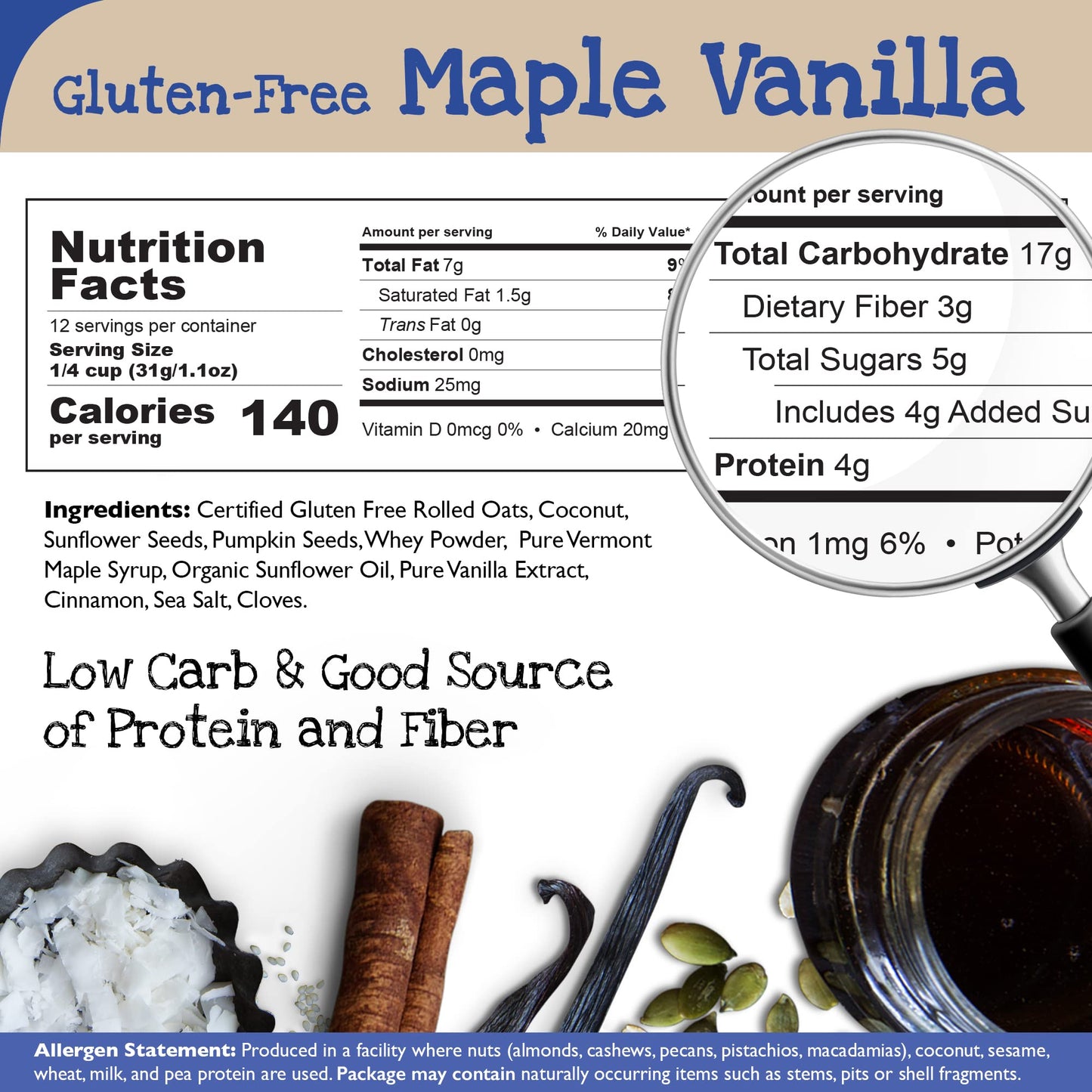 True North Granola - Gluten Free Granola Variety Pack - Maple Vanilla, First Date, & Ginger Lemon Granola, All Natural, Non-Gmo,