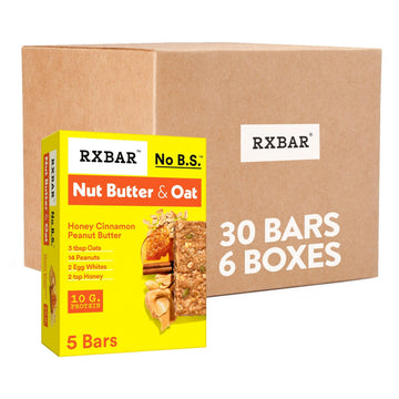 RXBAR Nut Butter and Oat Protein Bars, Protein Snacks, Honey Cinnamon Peanut Butter (6 Boxes, 30 Bars)