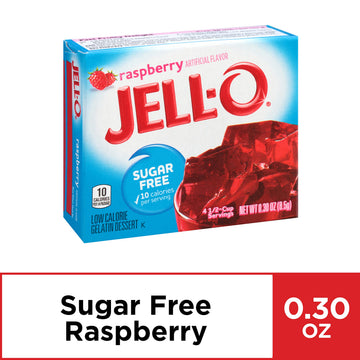 HEINZ Jell-O Raspberry Sugar Free Gelatin Dessert Mix, 24 Pack, 0.3 oz Boxes