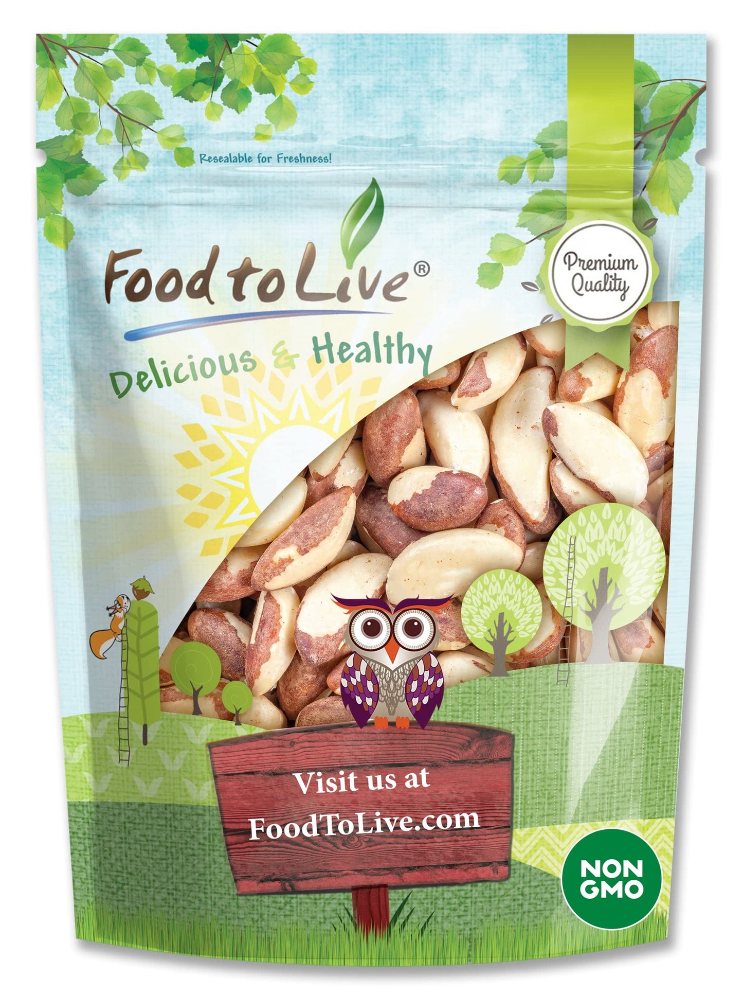 Food to Live - Raw Brazil Nuts, 4 Pound Non-GMO Verified, Raw, Whole, No Shell, Unsalted, Kosher, Vegan, Keto and Paleo Friendly
