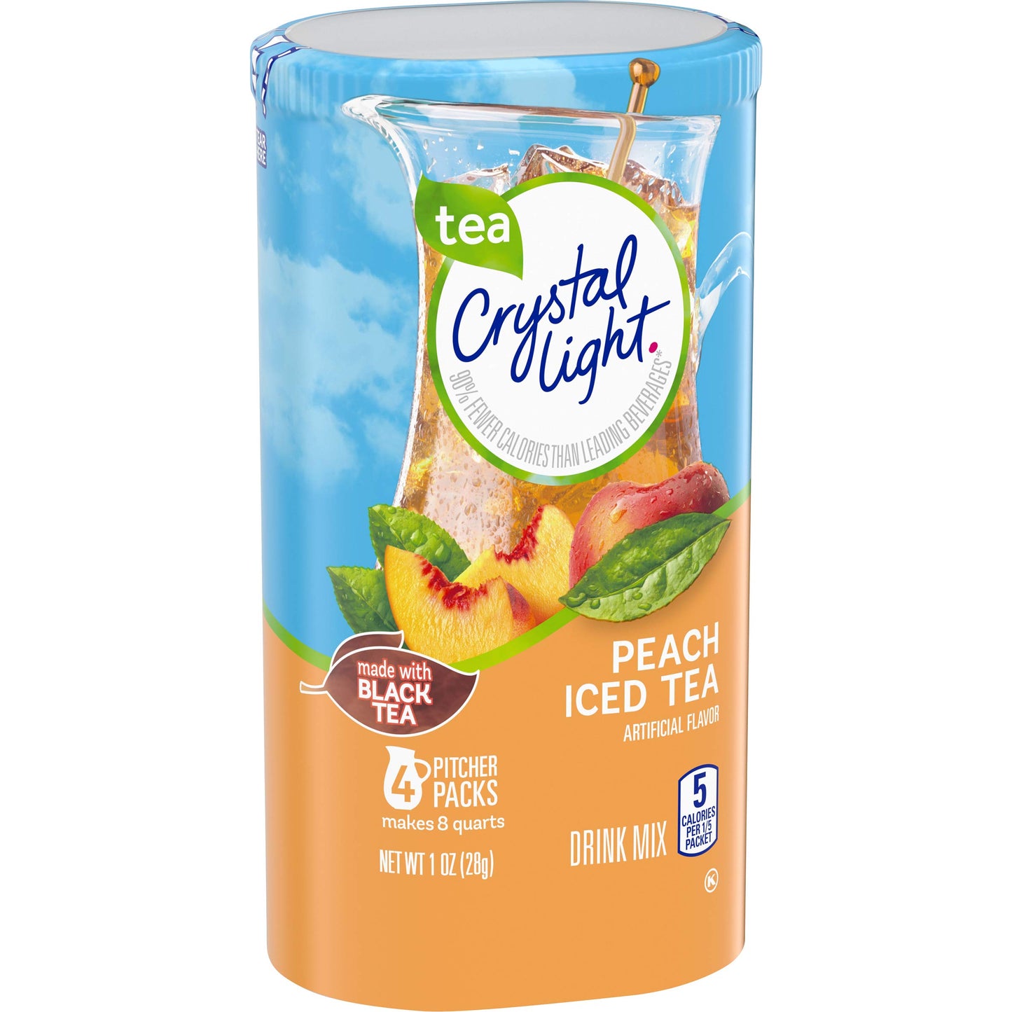 Crystal Light Peach Tea Drink Mix (16 Pitcher Packets, 4 Canisters of 4)