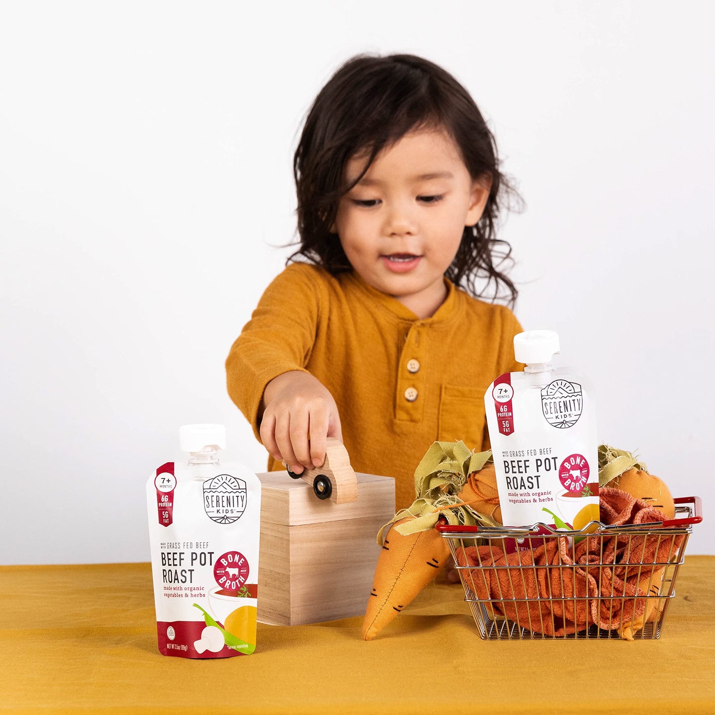 Serenity Kids Bone Broth Puree Made With Organic Veggies | Clean Label Project Purity Award Certified | 3.5 Ounce Bpa-Free Pouch | Grass Fed Beef Pot Roast | 1 Count