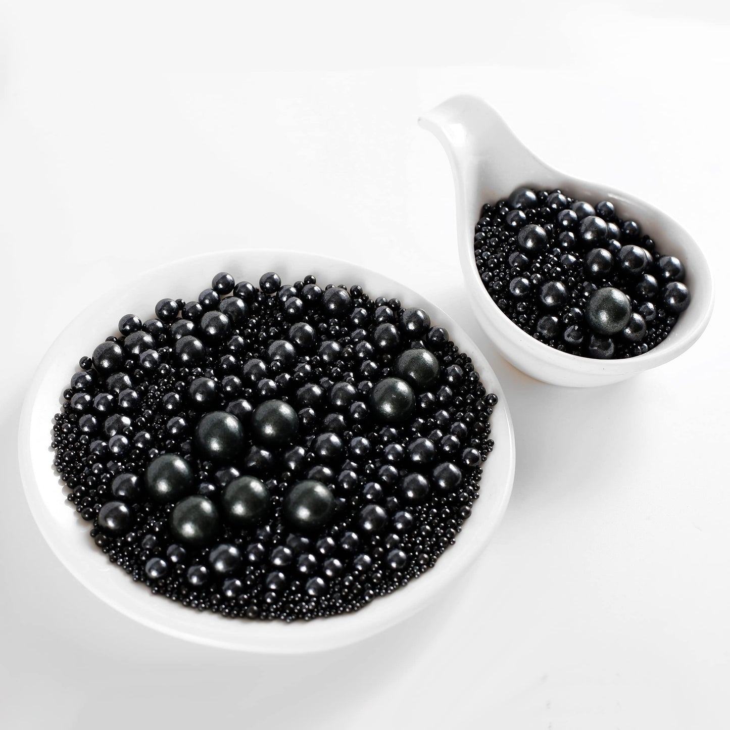 Kasvan Black Pearl Sugar Sprinkles - Edible Candy Pearls 130G/4.58 Oz, Mix Size, Baking Cake Decorations, Ice Cream Toppings And