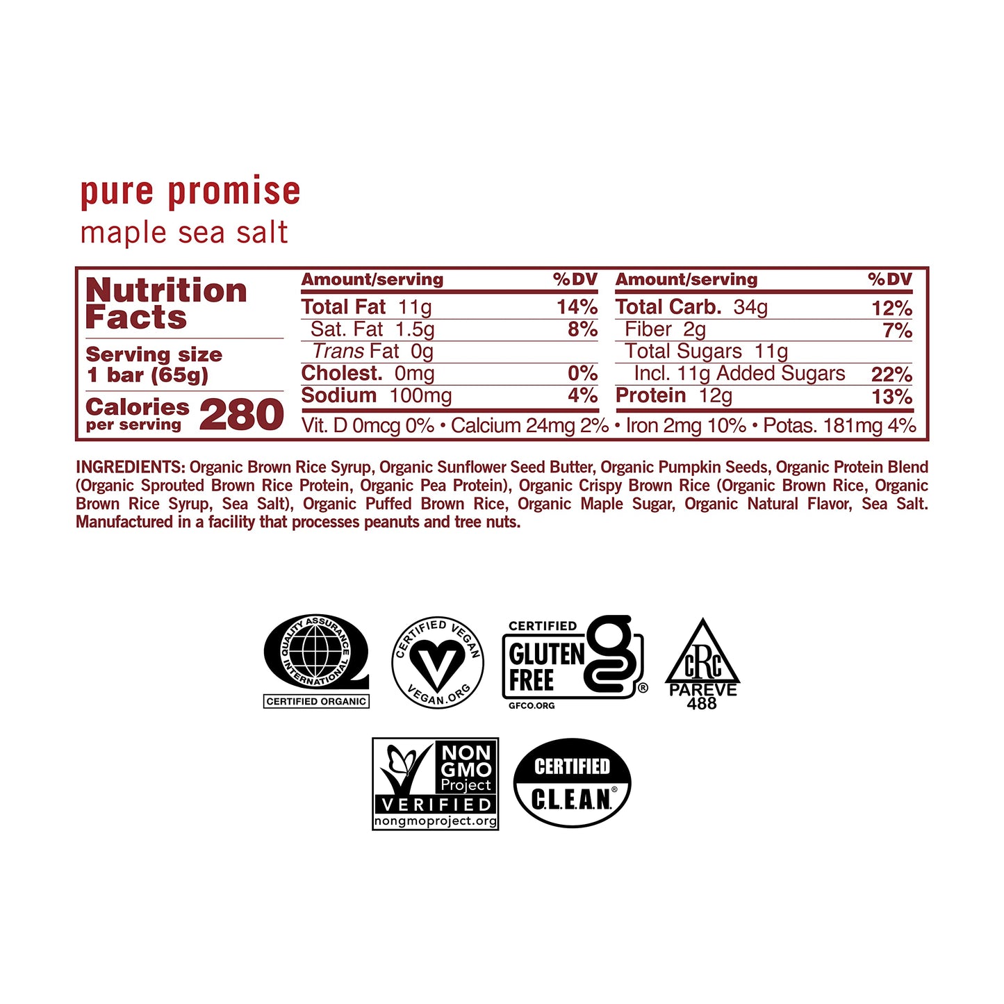 Gomacro Macrobar Organic Vegan Protein Bars - Maple Sea Salt (2.3 Ounce Bars, 12 Count)