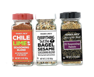 Trader Joes Seasoning - 21 Salute Seasoning, Chile Lime and Everything but The Bagel Seasoning