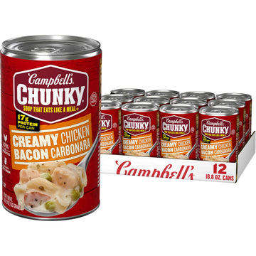 Campbell's Chunky Creamy Chicken Bacon Carbonara Soup, 18.8 oz Can (12 Pack)