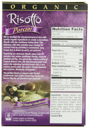 Lundberg Organic Porcini, Wild Mushroom Risotto, 5.9-Ounce Boxes (Pack Of 12)