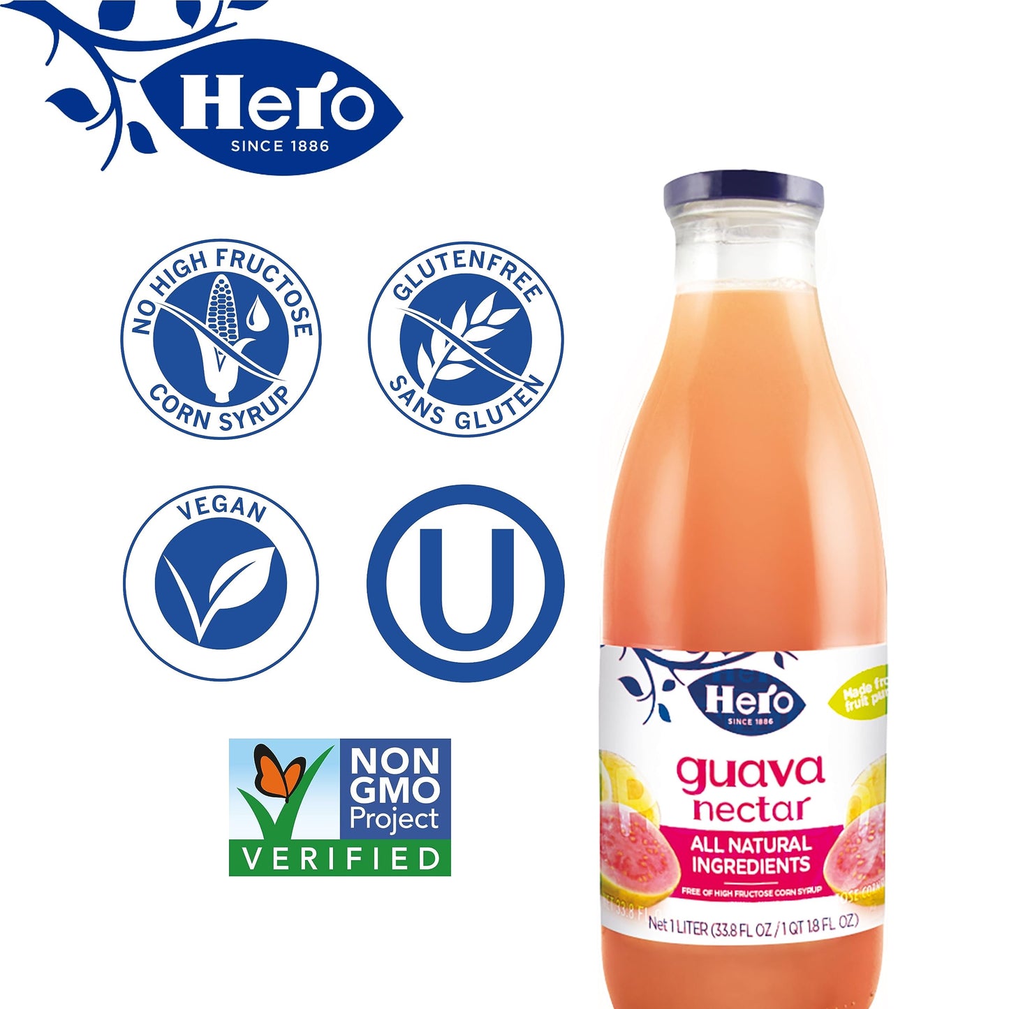 Hero Guava Nectar, 33.8 Ounce - 6 per case.
