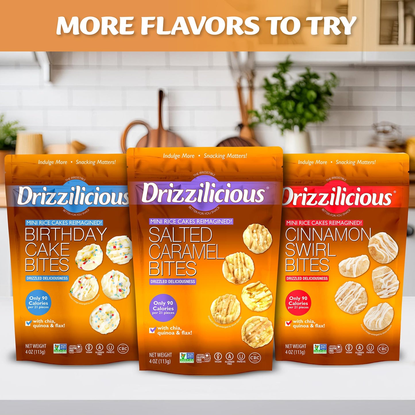 Drizzilicious Mini Rice Cakes - Rice Crisps, Healthy Snack For Mature-Themeds And Kids, Flavored Rice Cakes, Vegan, Gluten Free, Only 90 Calories Per Serving - Pumpkin Spice, 4 Oz (Pack Of 2)