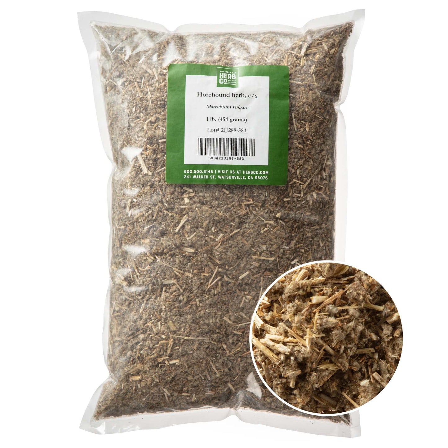Monterey Bay Herb Co. Horehound Herb Cut & Sifted | White Horehound | Used As Winter Time Tea Syrups And Lozenges Infused Oils | Minty Taste | 1Lb. Bag