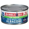 Bumble Bee Low Sodium Solid White Albacore Tuna in Water, 12 oz Can - Wild Caught Tuna - 22g Protein per Serving, High in Omega-
