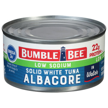Bumble Bee Low Sodium Solid White Albacore Tuna in Water, 12 oz Can - Wild Caught Tuna - 22g Protein per Serving, High in Omega-