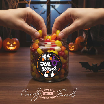 Jar O Goodies - Holiday Treats, Christmas Stocking Stuffers, Autumn Mix Jelly Beans Gift Set, Original Chewy Candies (6 Ounce,
