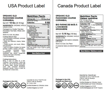 Food To Live Organic Old Fashioned Cornmeal Coarse, 18 Pounds - Non-Gmo, Whole Grain, Vegan, Kosher, Bulk Yellow Milled Maize, G