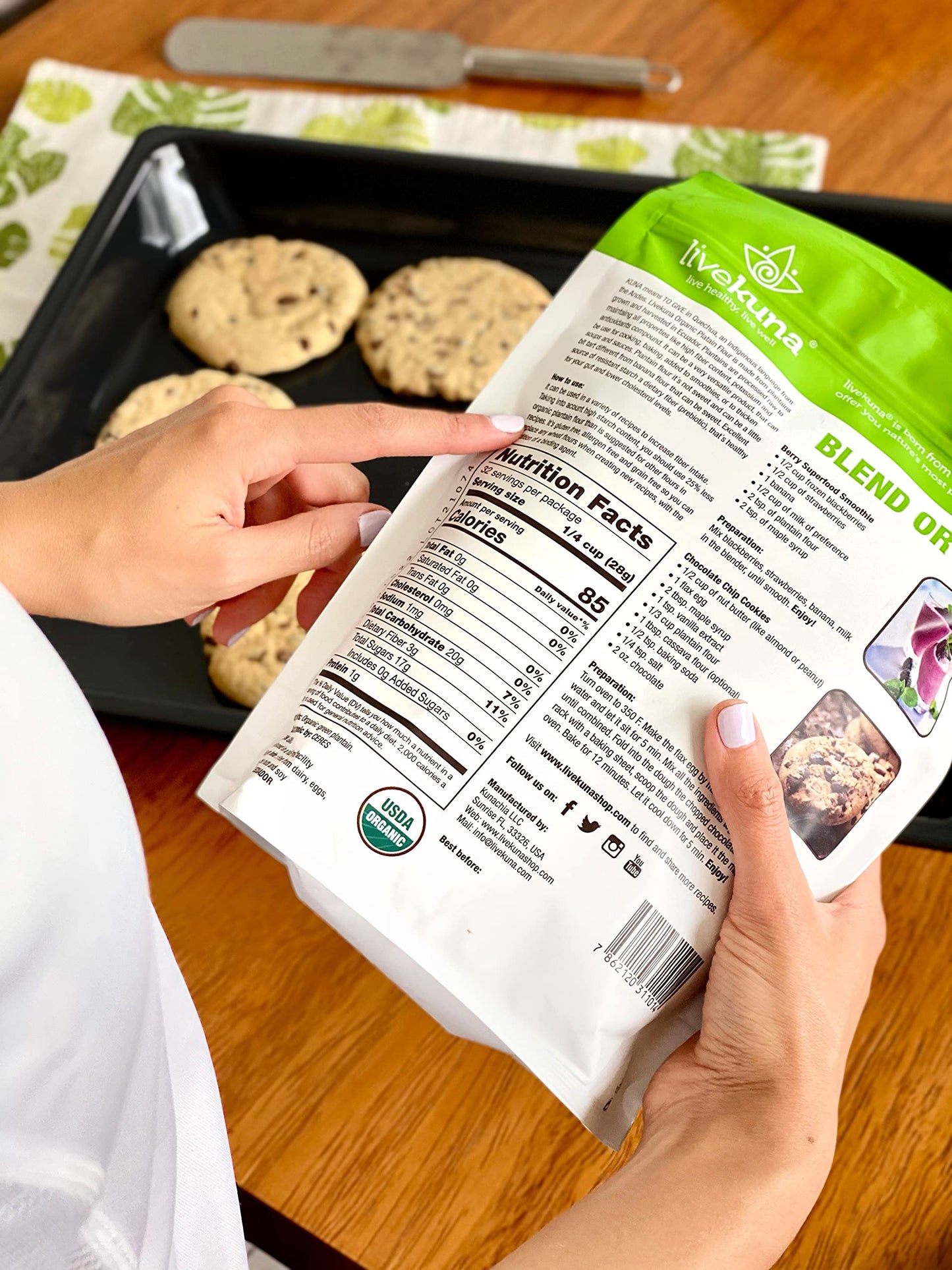 LiveKuna Organic Plantain Flour - Gluten Free All Purpose Flour Alternative For Baking & Cooking Recipes - Grain Free Vegan Plan
