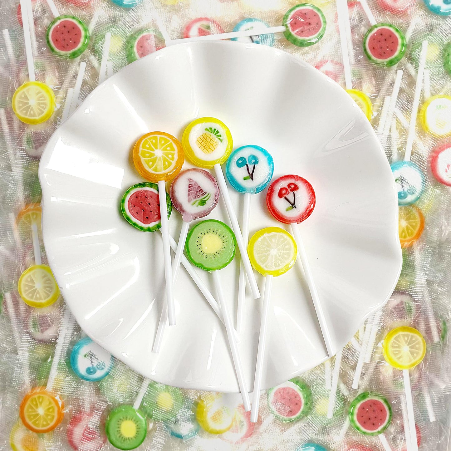 4E'S Novelty Fruit Lollipops - 1.1 Lb Hard Candy Assortment, Approx 84Pcs Lollipops Individually Wrapped For Candy Buffet, Kids