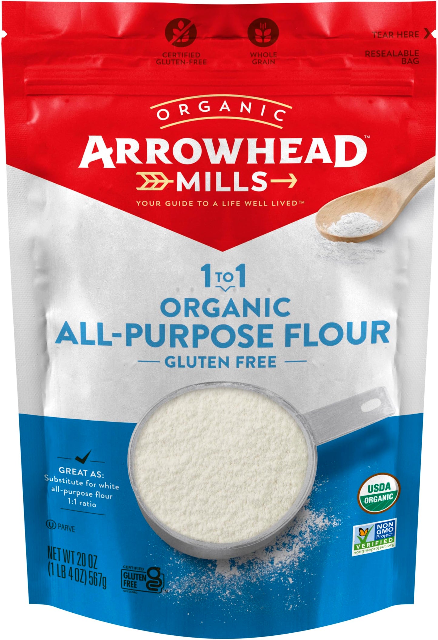 Arrowhead Mills Organic Gluten Free All-Purpose Flour, 20 Oz Bag (Pack Of 6)