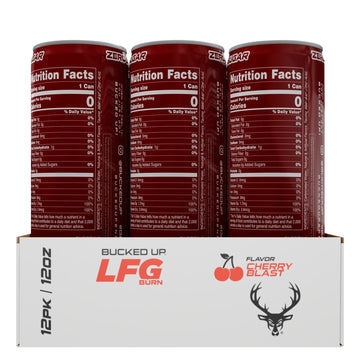 Bucked Up Lfg Burn Energy Drink - Zero Sugar - 12 Pack (Cherry Blast)