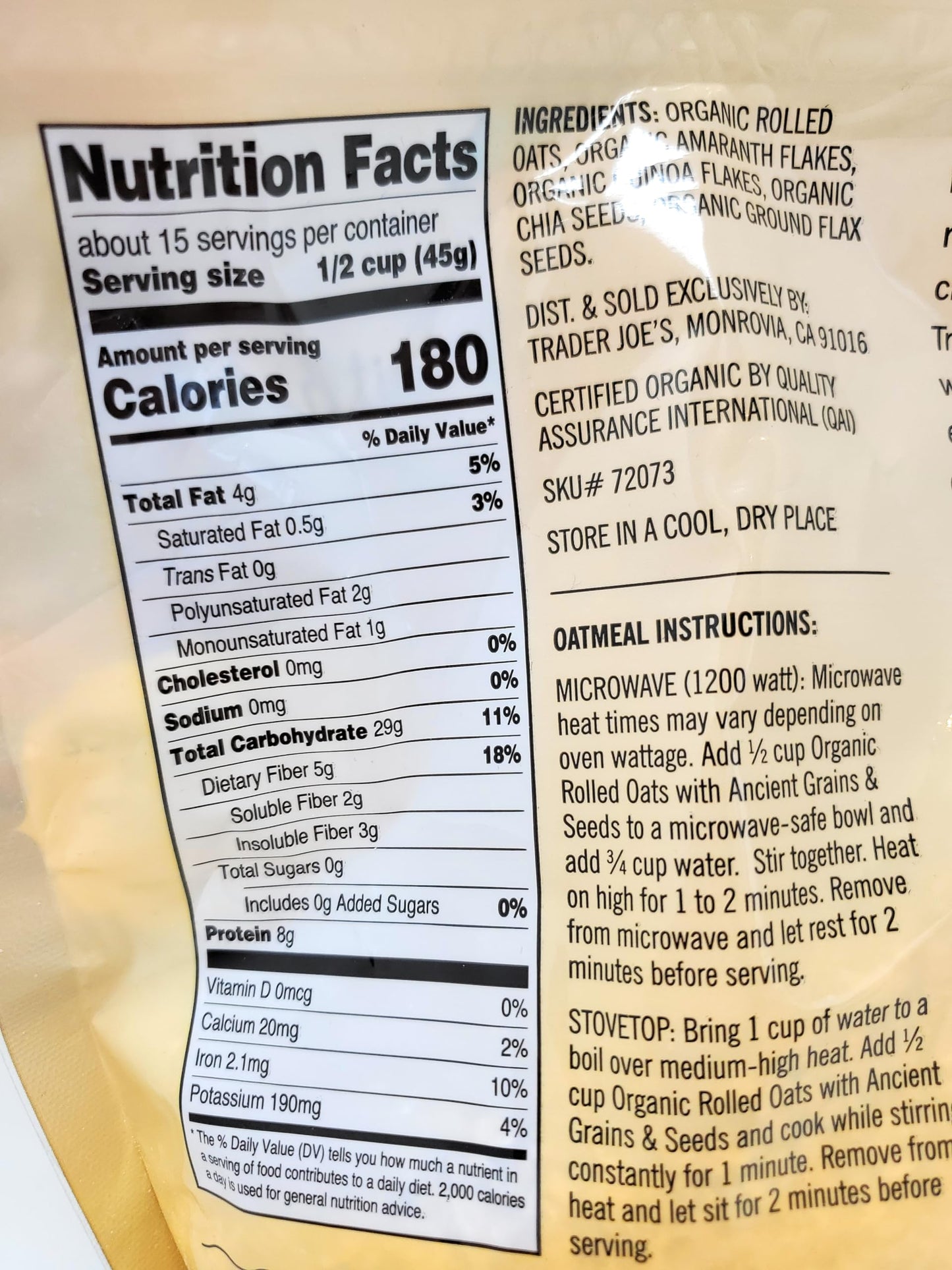 Generic Trader Joe'S Gluten Free Organic Rolled Oats With Ancient Grains & Seeds 24 Oz/680G (Pack Of 1)