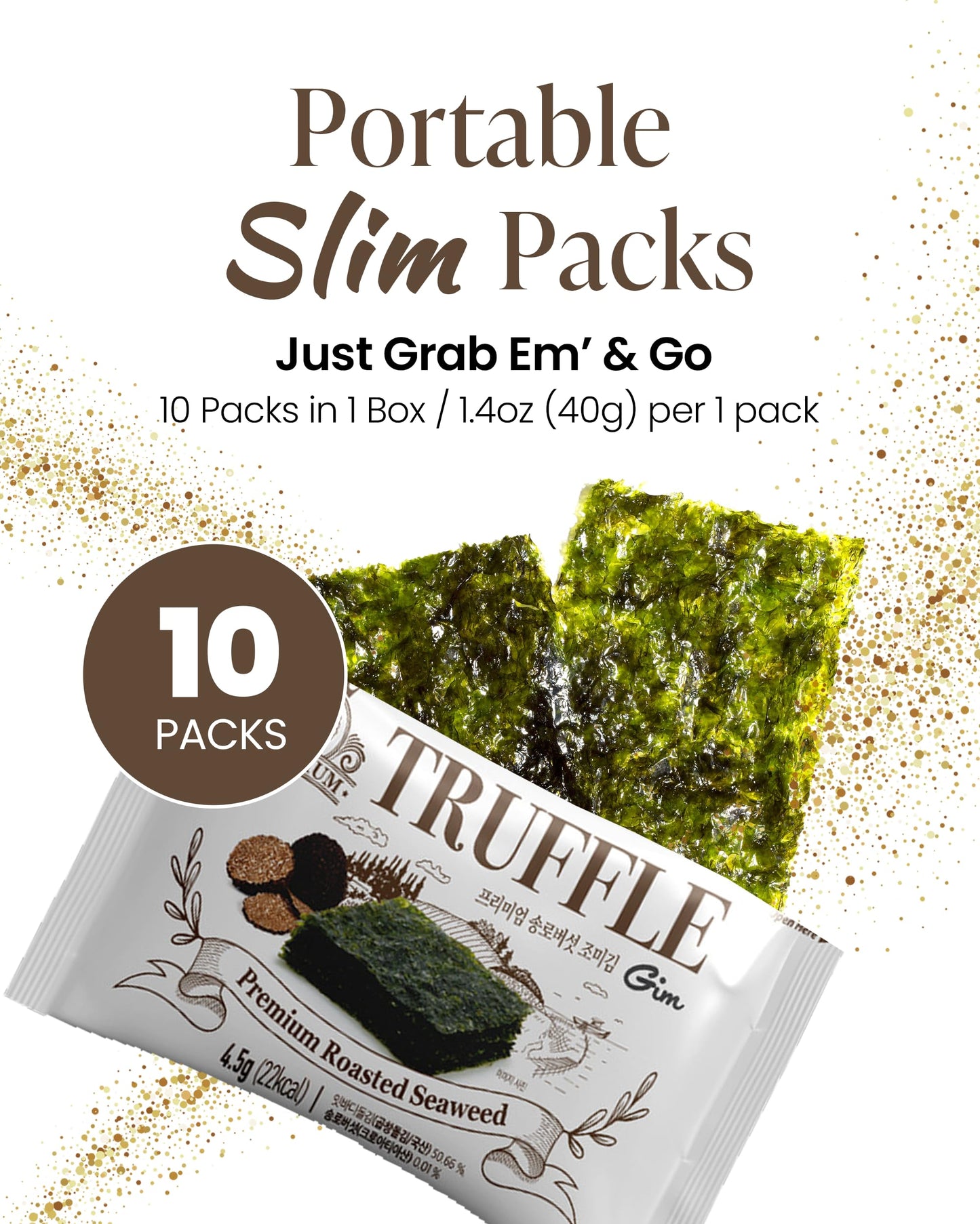 Got Banchan Truffle GIM - Premium Roasted Sea Nori Sheets, Low Carb Snack, 0.16 Ounce (Pack of 10)