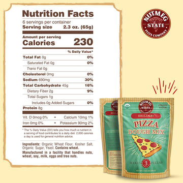 Nutmeg State Pizza Company Organic Pizza Dough Mix - Makes 3 Crusts For Homemade Pizzas