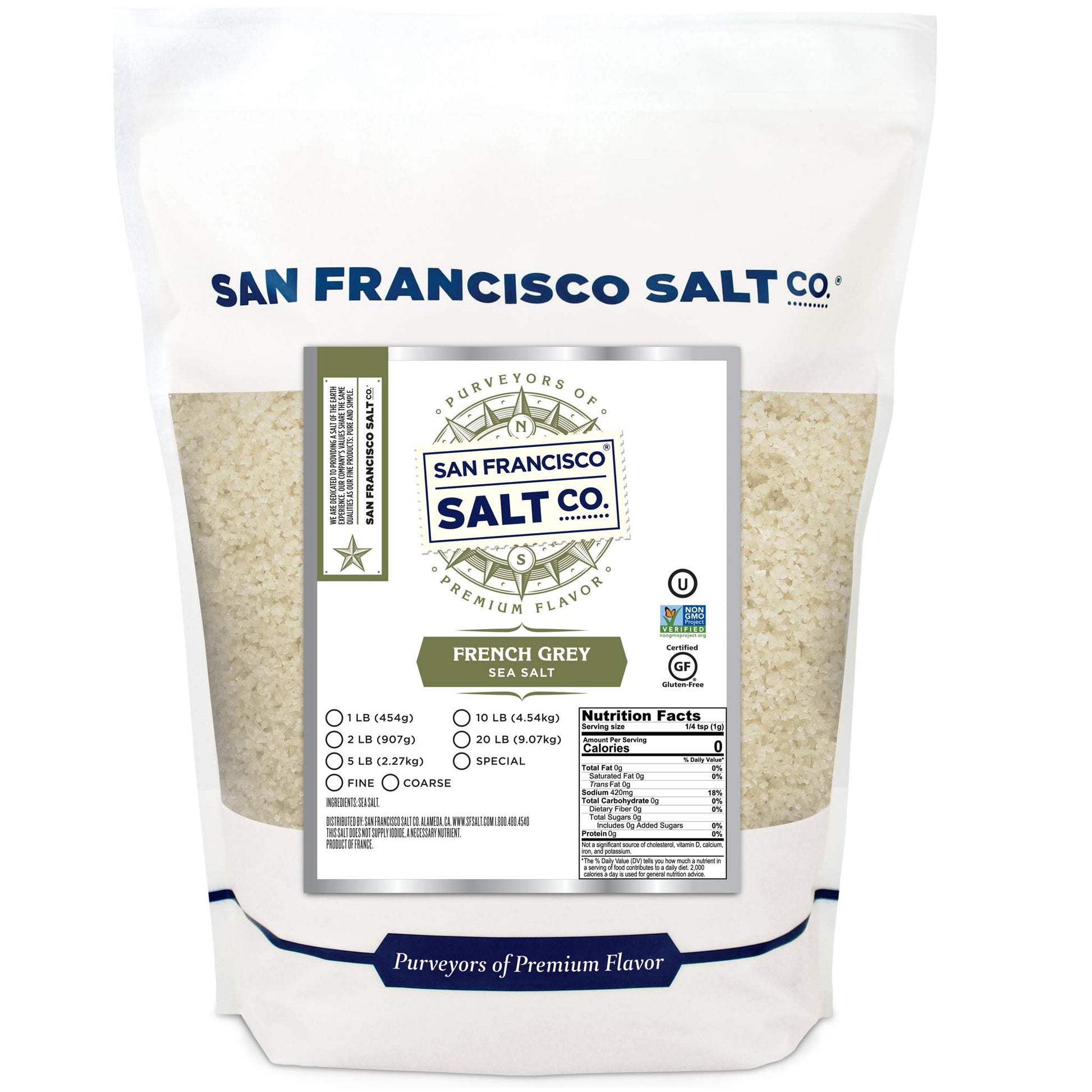 French Grey Sea Salt 2 lb. Bag Coarse Grain - Sel Gris by San Francisco Salt Company