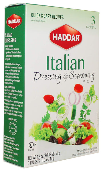 Haddar, Gluten Free Italian Dressing & Seasoning Mix 1.8Oz, (3 Packets) For Seasoning And Salad Dressing