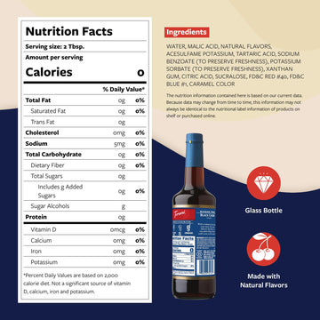 Torani Sugar Free Syrup, Black Cherry Flavored Syrup For Drinks, Zero Calorie, Glass Bottle With Pump Included, 25.4 Fl Oz