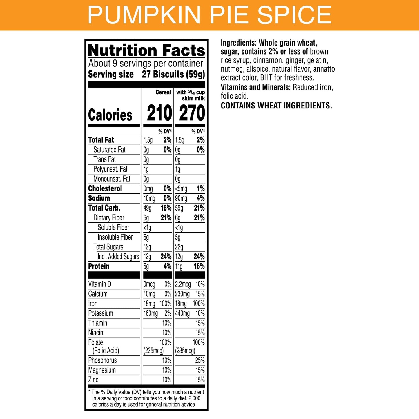 Kelloggs Frosted Mini-Wheats Breakfast Cereal, Kids Cereal, Family Breakfast, Family Size, Pumpkin Pie Spice, 20oz Box (1 Box)