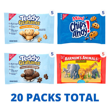 Nabisco Fun Shapes Variety Pack, Barnum'S Animal Crackers, Teddy Grahams And Chips Ahoy! Cookies, 20 Snack Packs