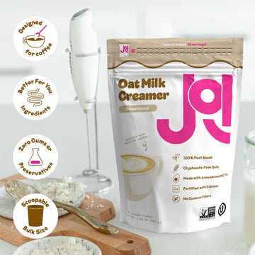 Instant Oat Milk Creamer Pouch By Joi - Makes 8 Quarts Or 32 Servings - Vegan, Kosher, Shelf-Stable, And Gluten-Free - Use For C