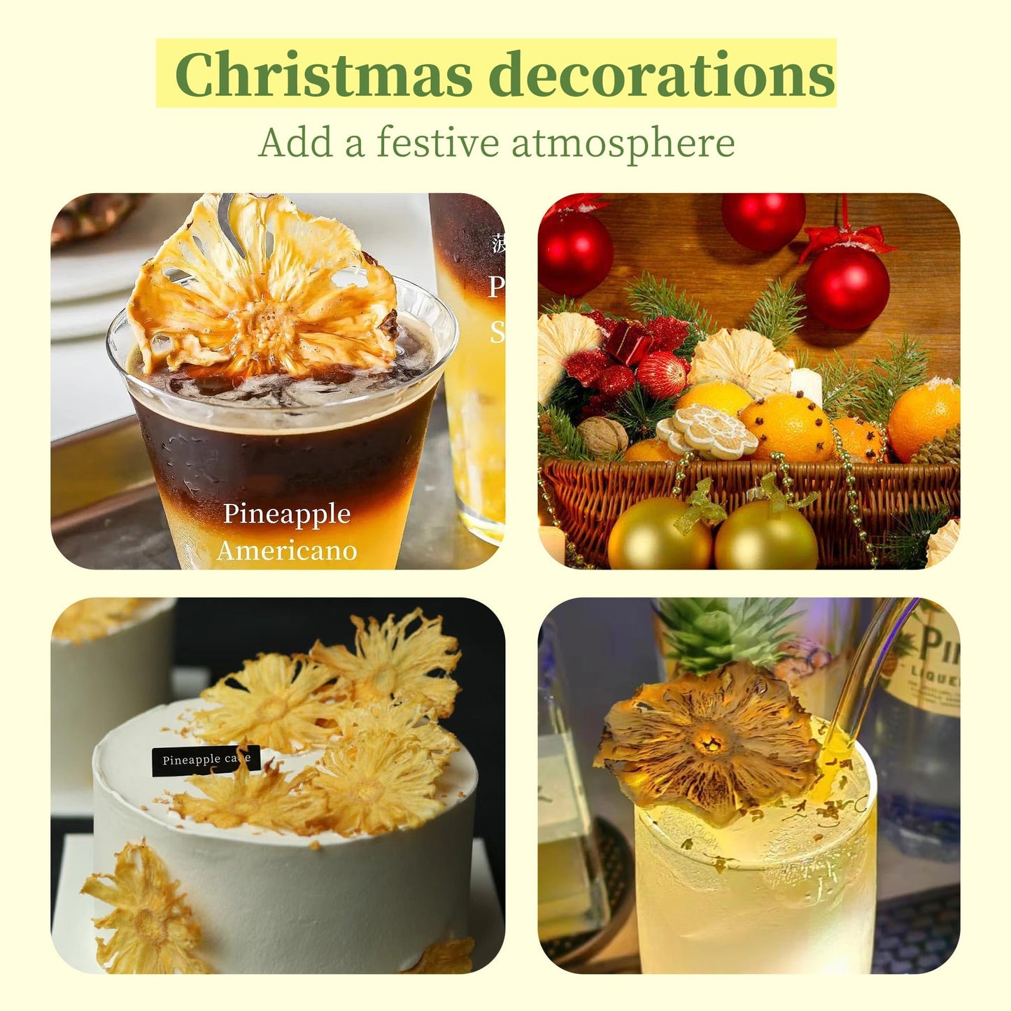 Syveyilla Dried Pineapple Slices - Dehydrated, 250g/8.82oz, 100% Natural, No Additives, Perfect for Cocktails, Baking, and Crafts