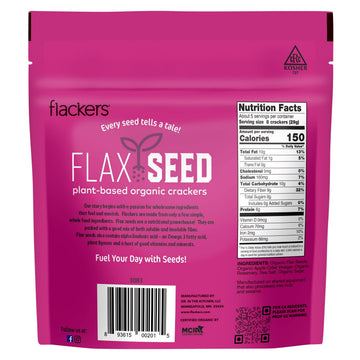 Flackers Organic Rosemary Flaxseed Crackers, 5 Ounce 12-Pack, Gluten Free, Non GMO, Vegan, Keto Snack, 9 Grams Fiber, 1 Net Carb