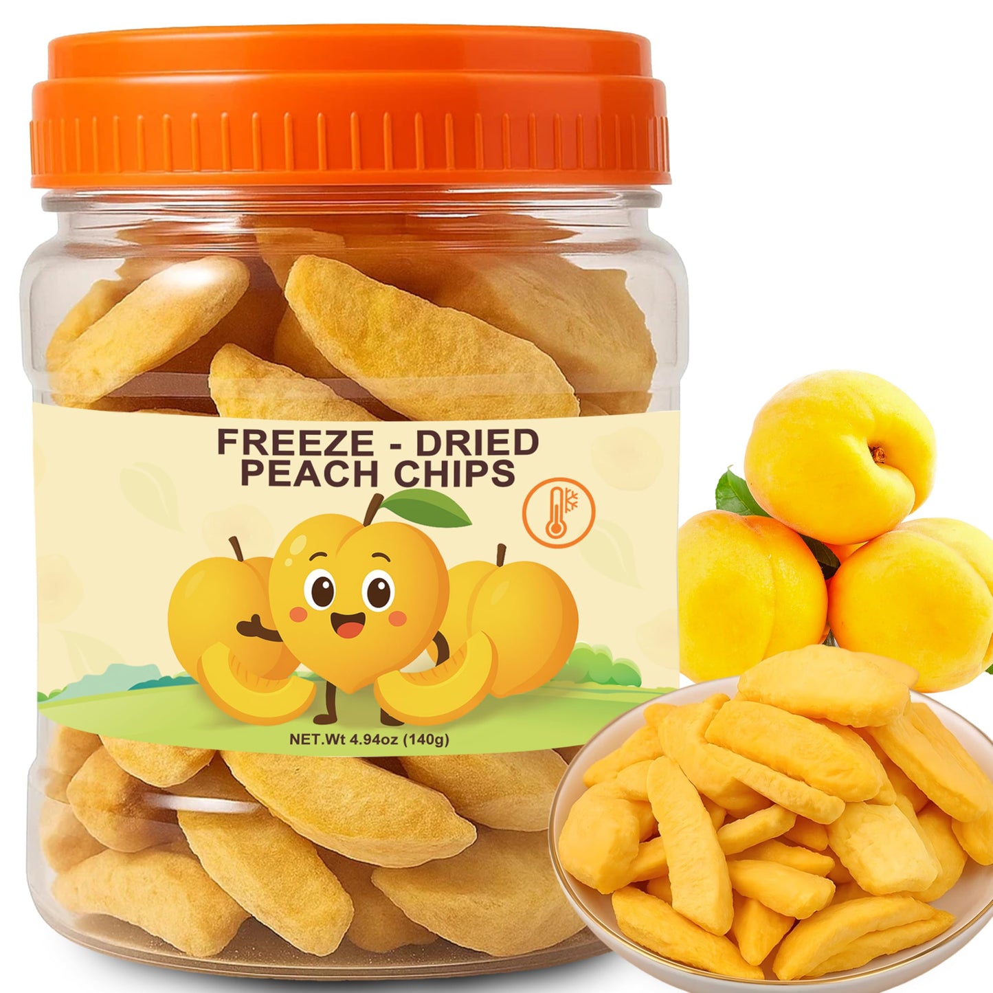 4.94 Oz Freeze Dried Yellow Peach Chips Crispy Freeze-Dried Peaches Fruit Low-Calorie & High In Dietary Fiber Kids Fruit Treat - Perfect For Desserts Yogurt Cereal And Smoothies