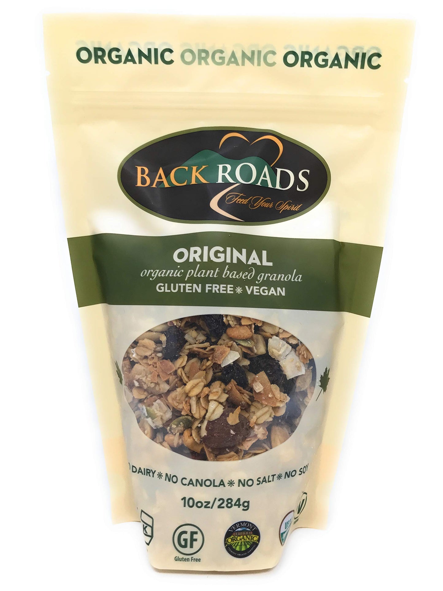BACK ROADS Organic Granola, Original Flavor, 10 Ounce - Healthy Snack, Non-GMO, Gluten-Free, Perfect for Breakfast or On-the-Go