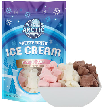 Arctic Farms Freeze Dried Ice Cream Bits Bagged And Boxed - Does Not Melt (Neapolitan Mix, 2.5Oz)
