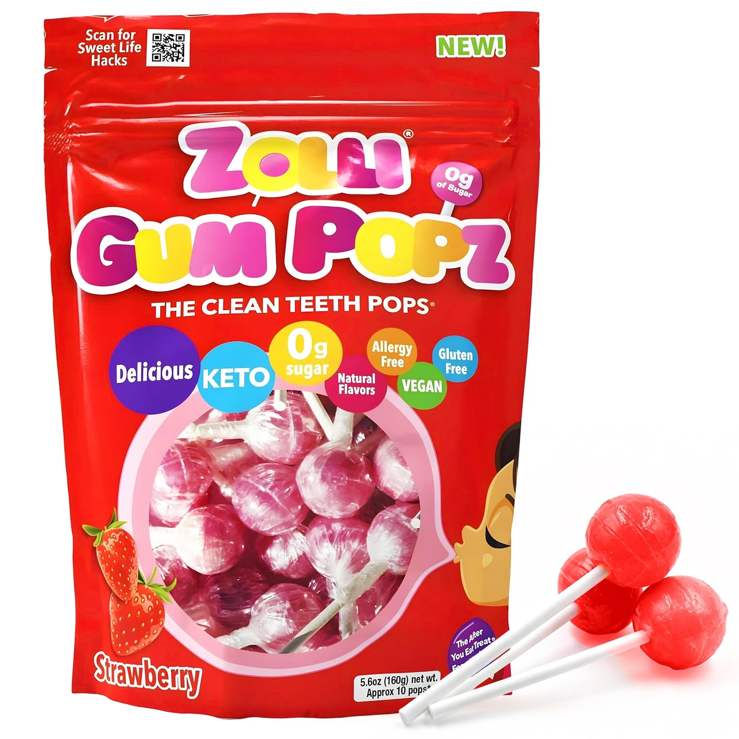 Zollipops Gum Popz 5.6Oz Resealable Pouch - Enjoy A Burst Of Flavor With Gum In A Convenient Resealable Pouch