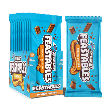 Feastables MrBeast Peanut Butter Milk Chocolate Chocolate Bar, King Size Candy Bar for Adults & Kids, Candy Bars for Snacks, Gif