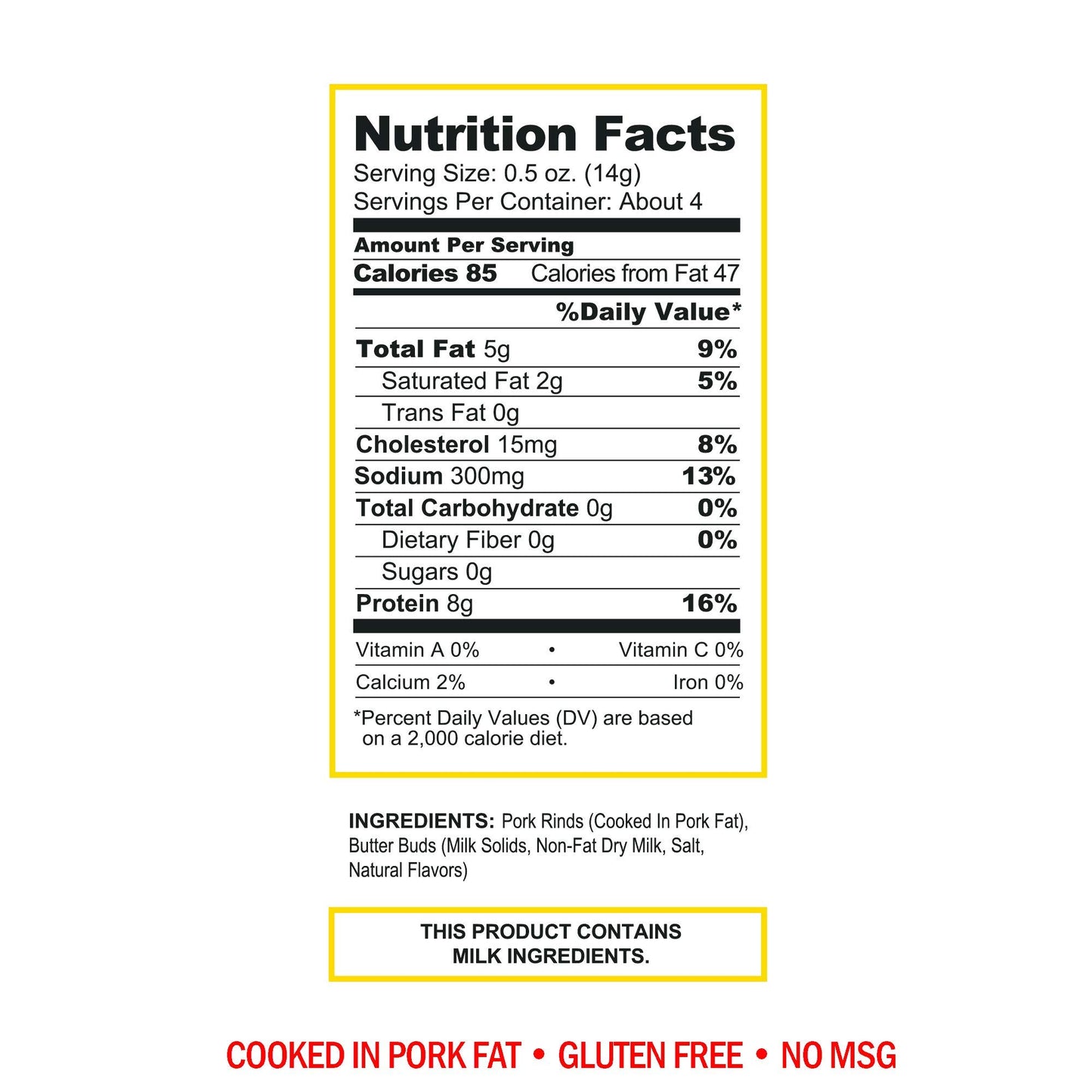 Pork King Good Salted Butter Pork Rinds (Chicharrones) (4 Pack) Keto Snacks