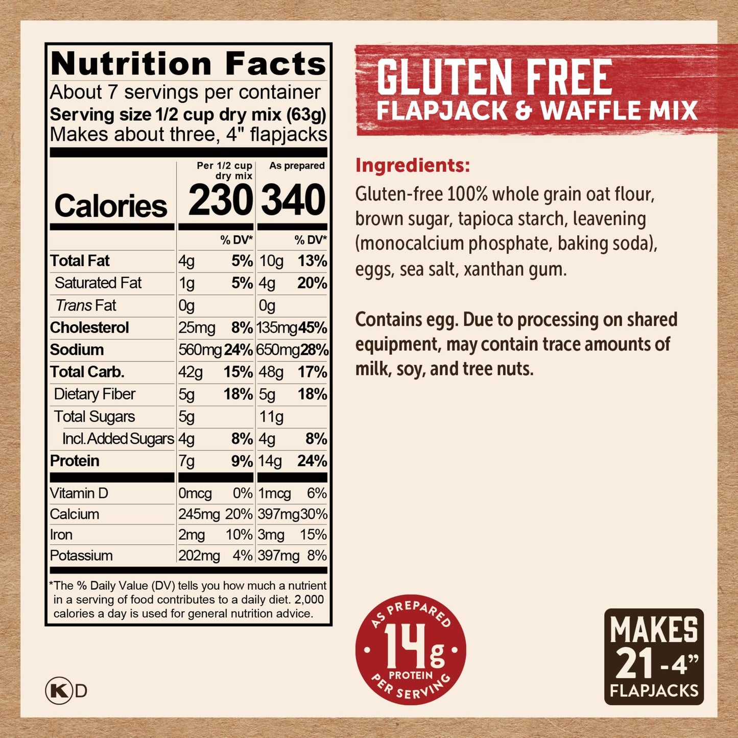 Kodiak Cakes Frontier Oat Gluten Free Protein Pancake and Waffle Mix, 16oz (Pack of 6)